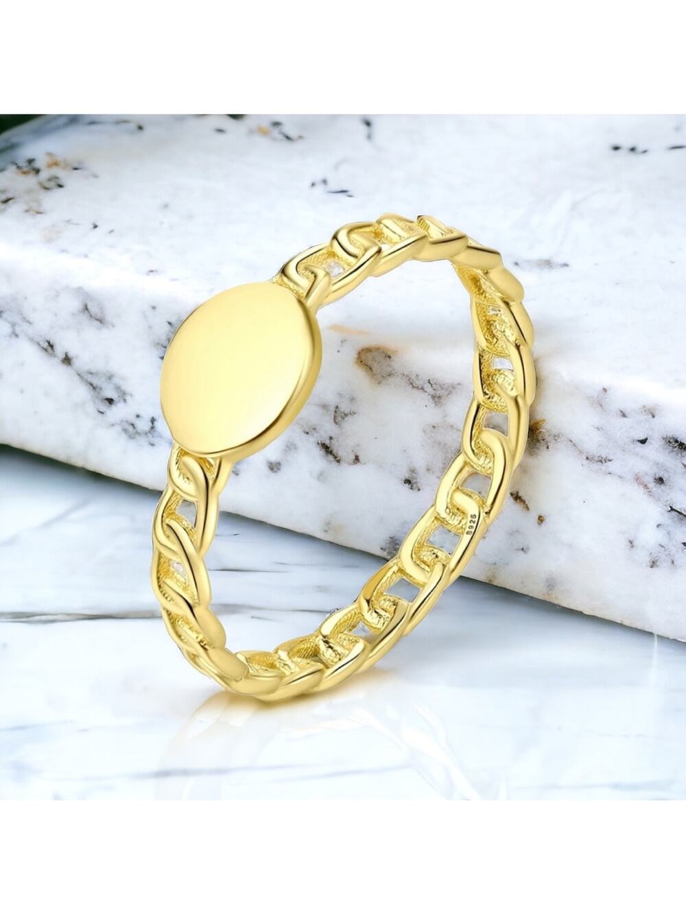 NEW 14K gold plated coin chain design ring jewelry gift size 8 B22
